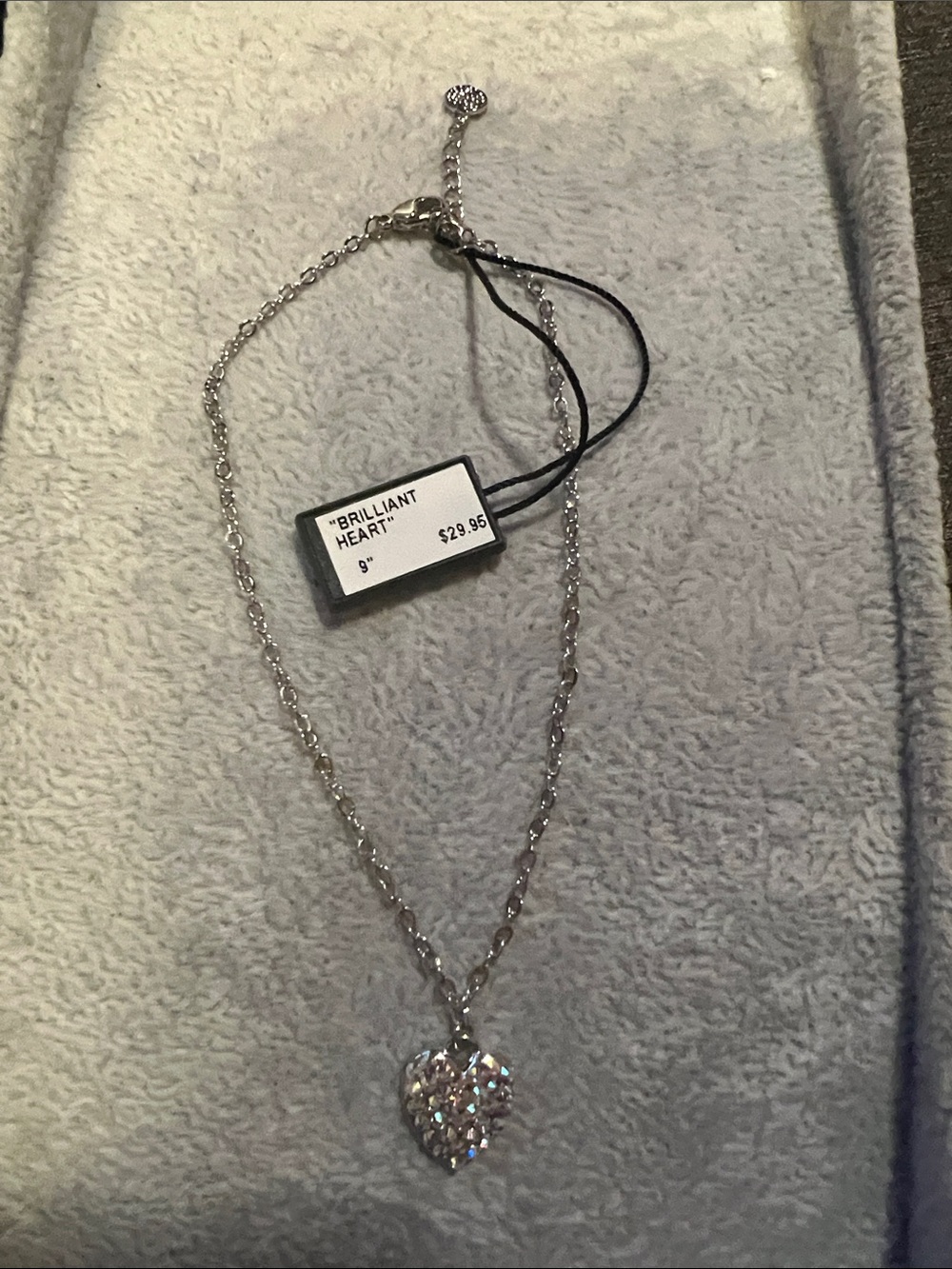 Silver Crystal Heart Pendant anklet